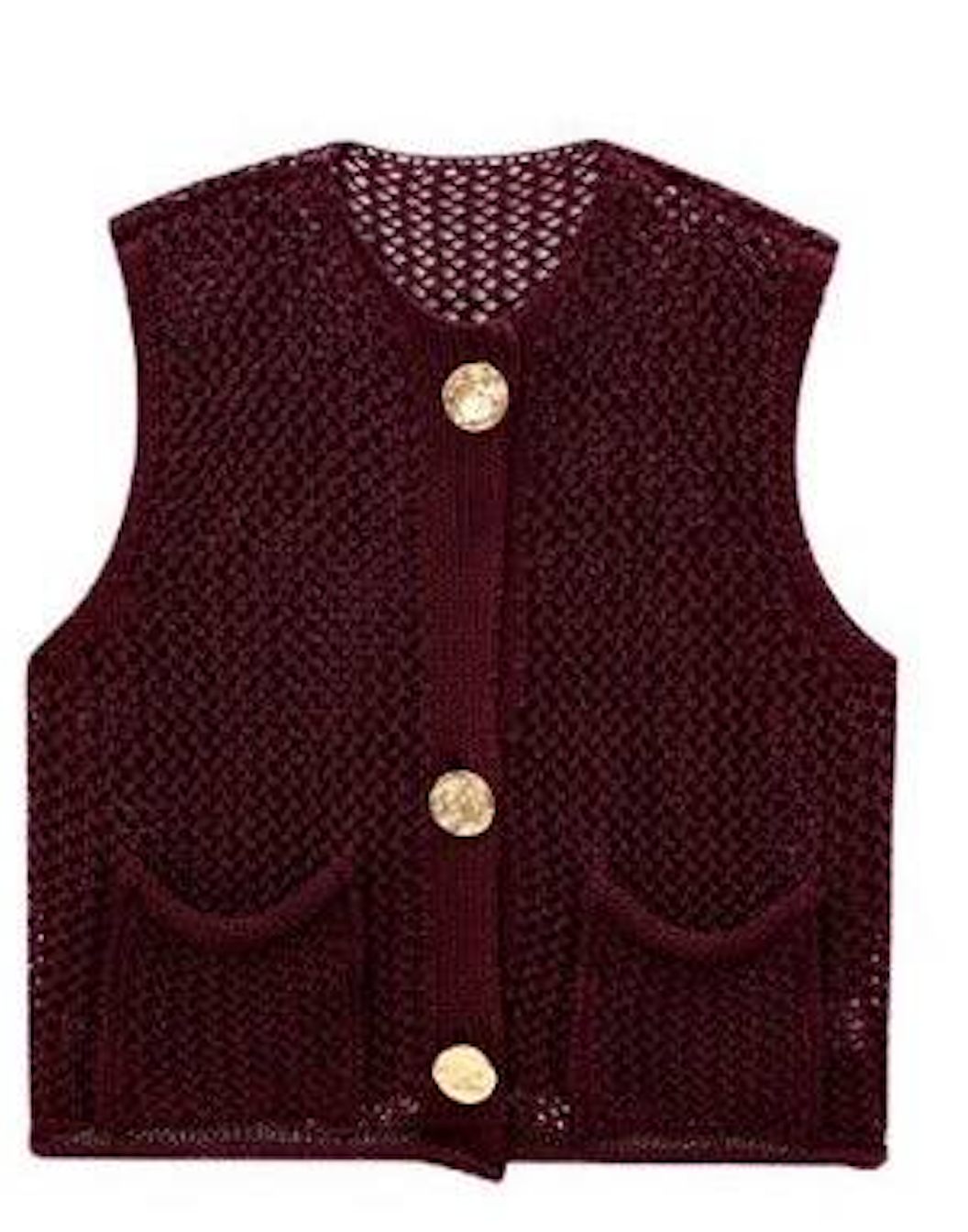 Women's Knitted Vest with Gold Buttons