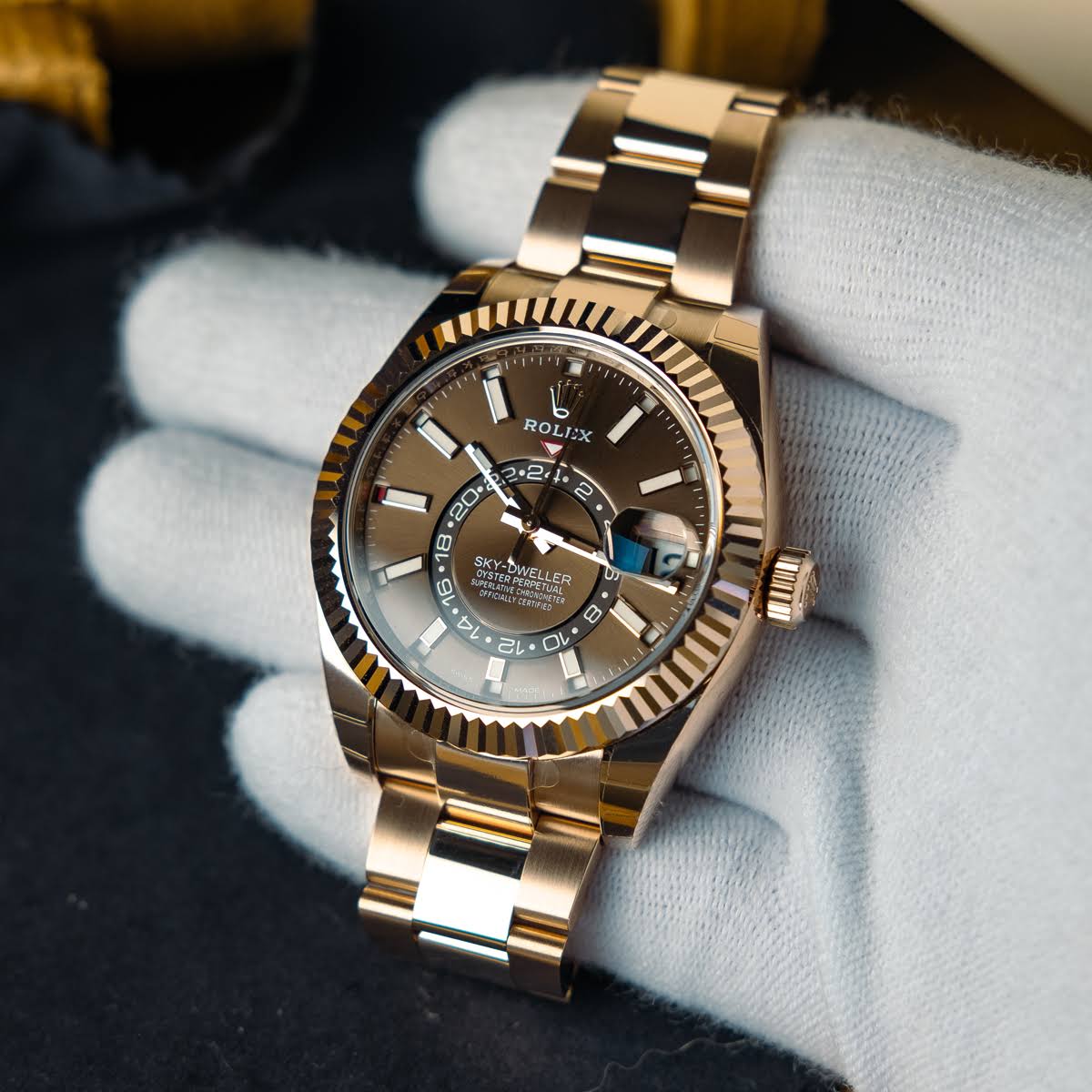 Rolex Sky-Dweller 18k Everose Gold Chocolate Dial 326935