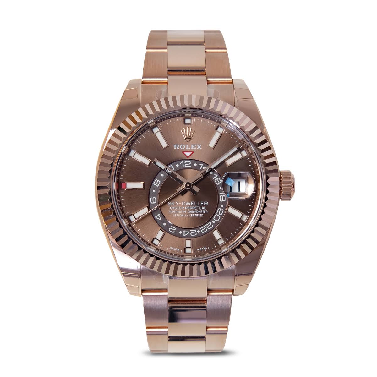 Rolex Sky-Dweller 18k Everose Gold Chocolate Dial 326935